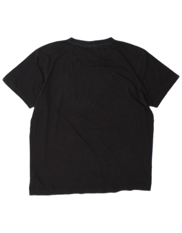 Fila Mens Graphic T-Shirt Top Grande Algodão Preto