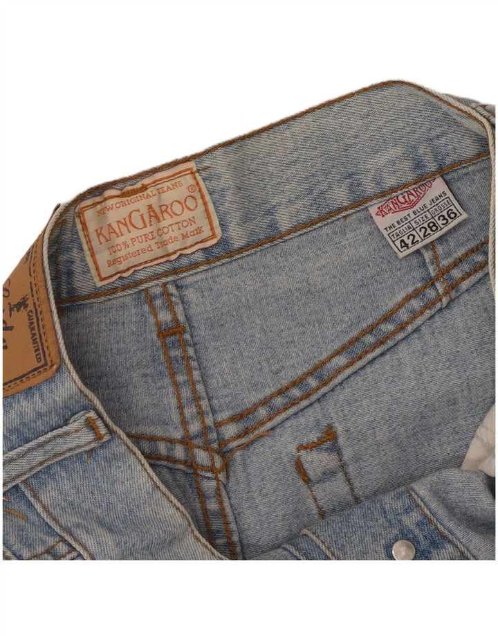 Saia jeans feminina canguru W28 algodão azul médio