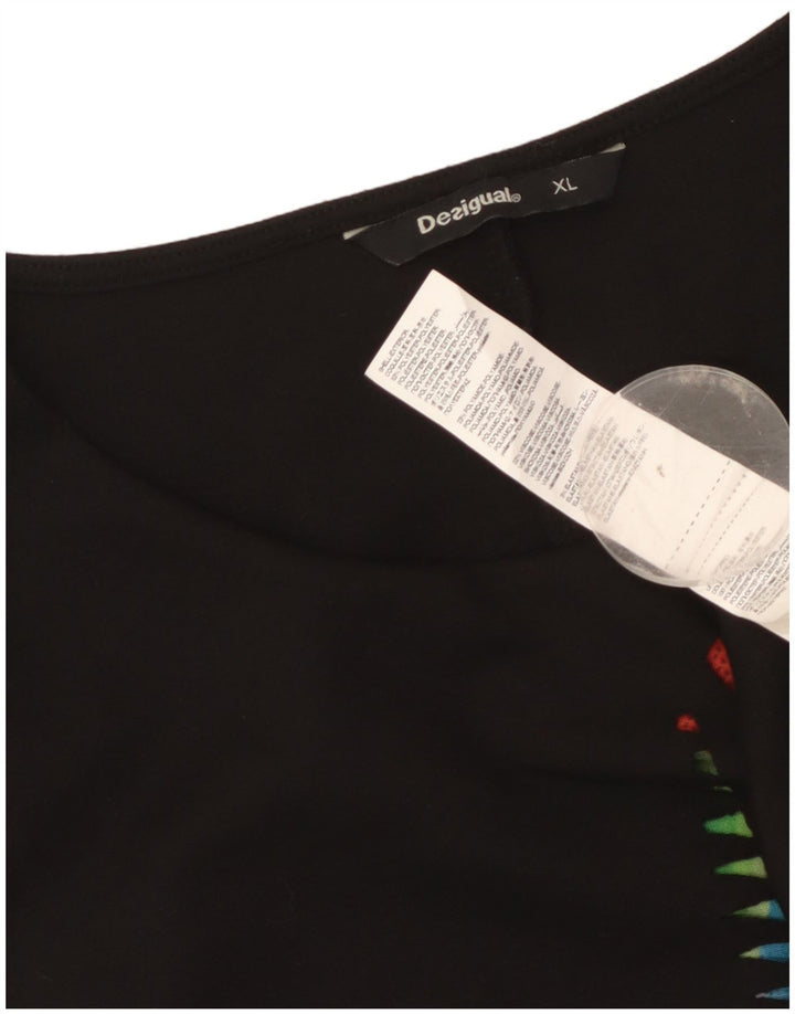 Vestido feminino Desigual com bainha gráfica UK 18 XL preto geométrico poliéster