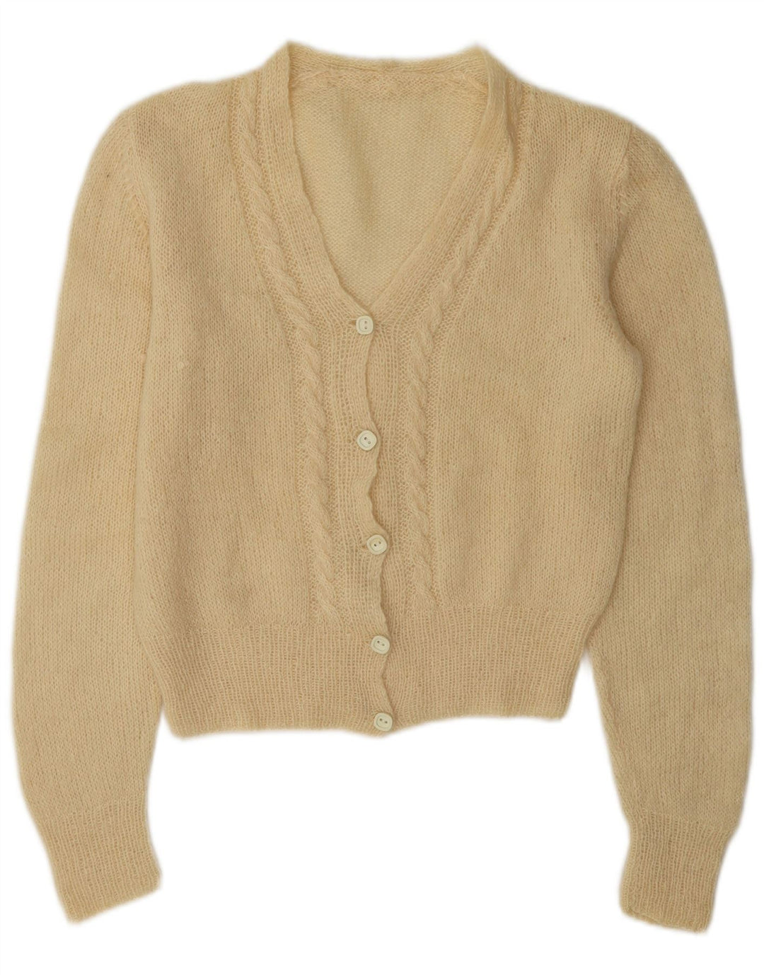 Suéter Cardigan Feminino Vintage UK 12 Médio Off White