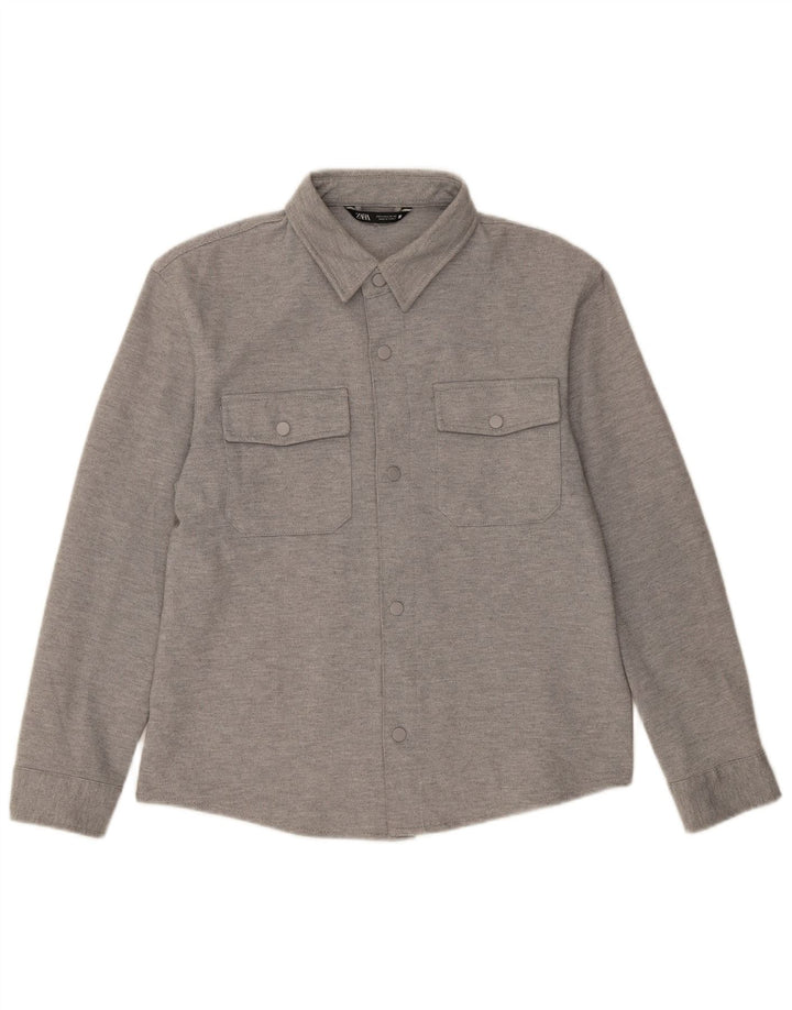 Camisa masculina ZARA grande algodão cinza