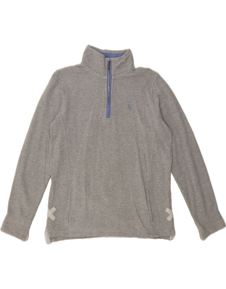 CREW CLOTHING Womens Zip Neck Sweatshirt Jumper UK 12 Medium  Grey Cotton Vintage Crew Clothing and Second-Hand Crew Clothing from Messina Hembry 