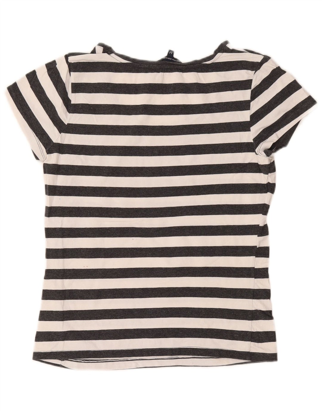 Camiseta feminina FRENCH CONNECTION UK 12 algodão listrado cinza médio