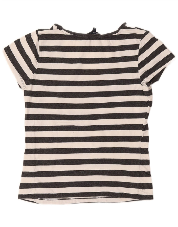 Camiseta feminina FRENCH CONNECTION UK 12 algodão listrado cinza médio