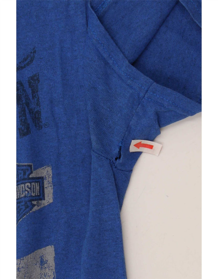 Camiseta gráfica masculina Harley Davidson Top pequena motocicleta azul