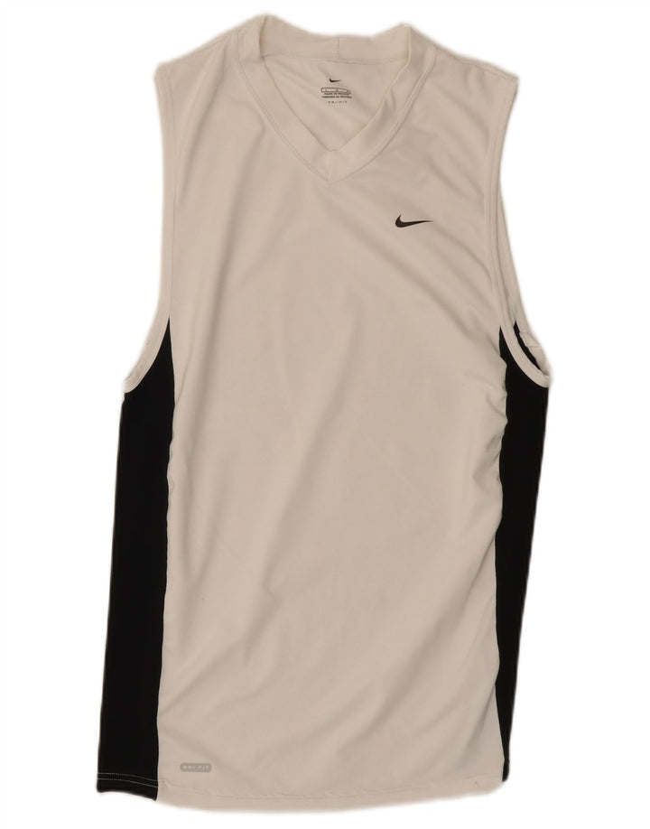 Colete Nike Masculino Dri Fit Top Grande Branco Colorblock Poliéster