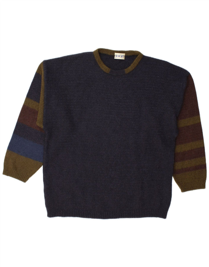 Suéter masculino Joop com gola redonda IT 52 grande bloco colorido azul marinho
