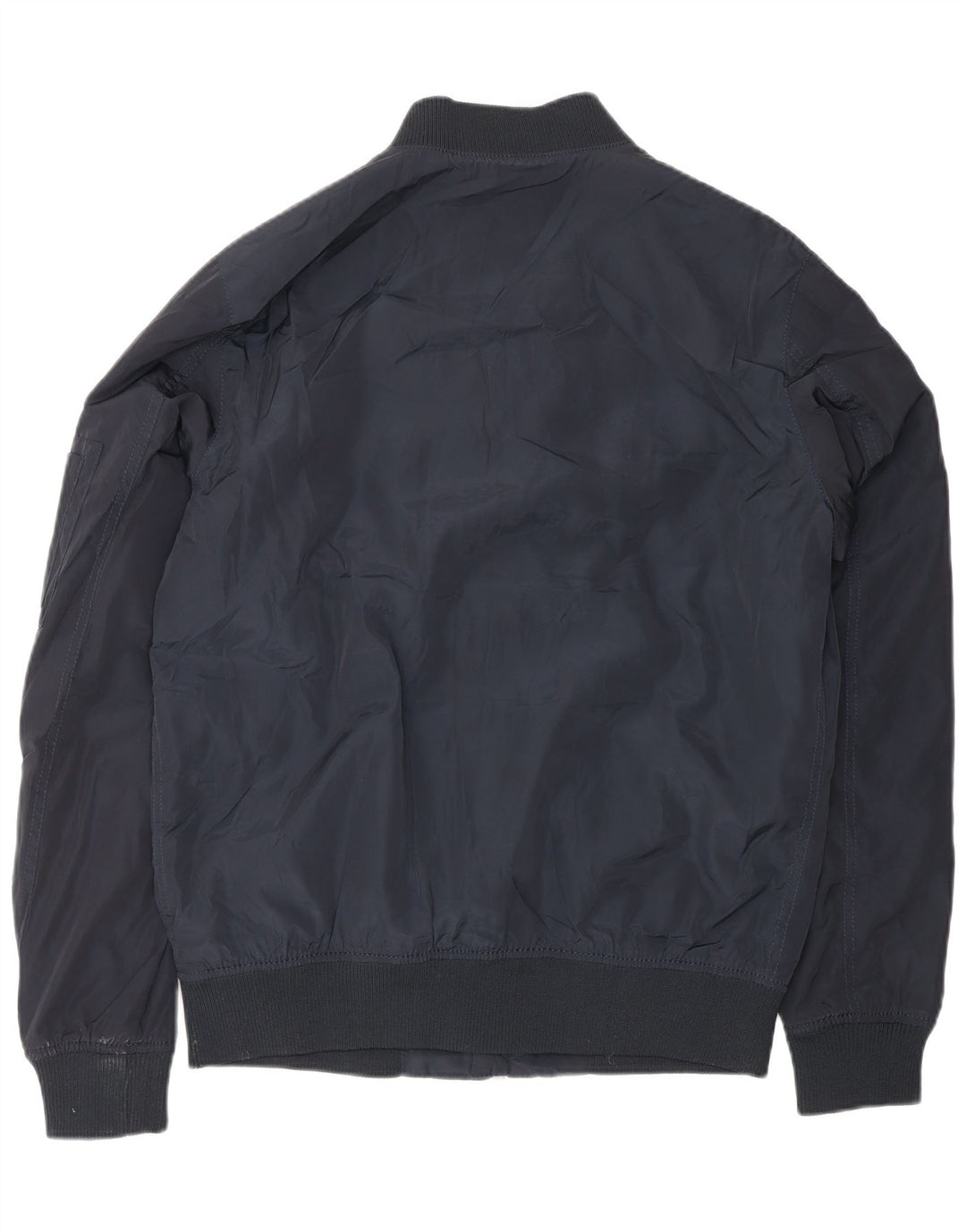Jaqueta bomber masculina ZARA UK 40 grande poliéster azul marinho