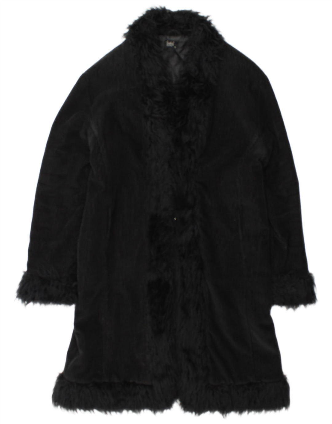 Sobretudo feminino vintage UK 18 XL algodão preto