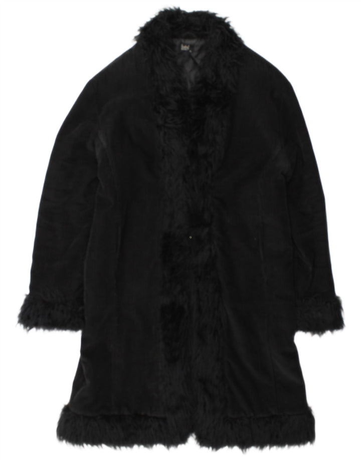 Sobretudo feminino vintage UK 18 XL algodão preto