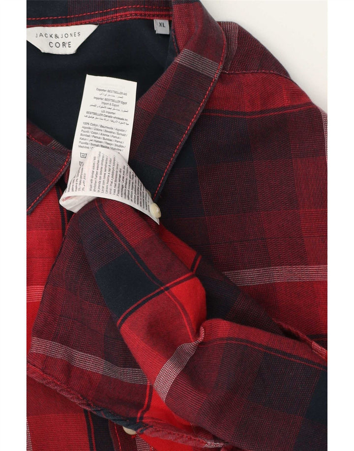 Camisa masculina de flanela Jack & Jones XL vermelha de algodão xadrez