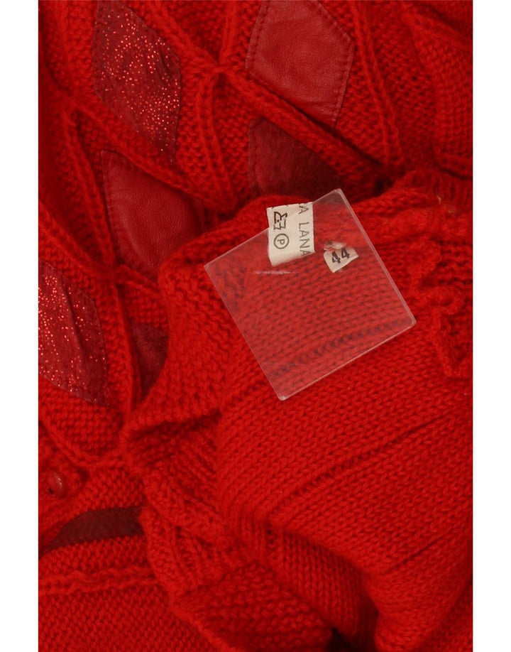 Suéter cardigã feminino vintage solto IT 44 médio vermelho argyle/diamante
