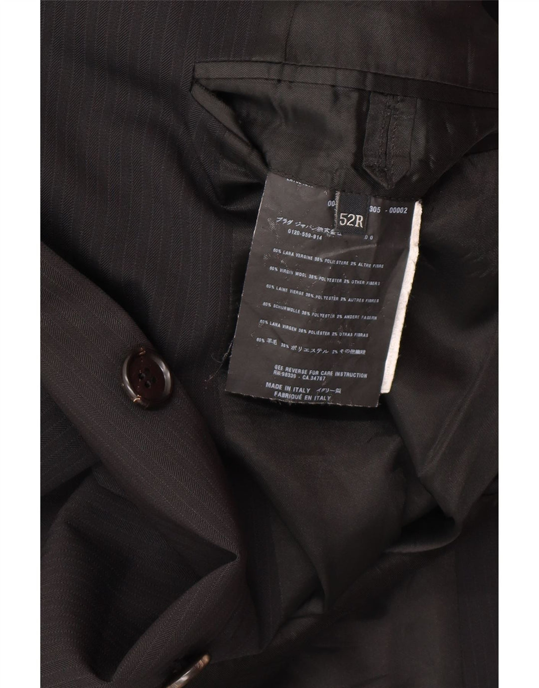 PRADA Masculino 3 botões 2 peças terno IT 52 XL W34 L30 preto clássico