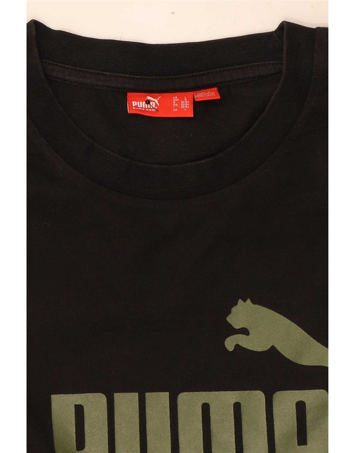 Puma Mens Graphic Top Manga Longa Grande Preto
