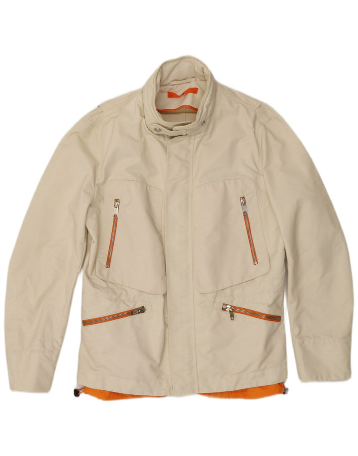 Jaqueta utilitária com capuz masculino Dondup IT 50 grande poliamida esbranquiçada