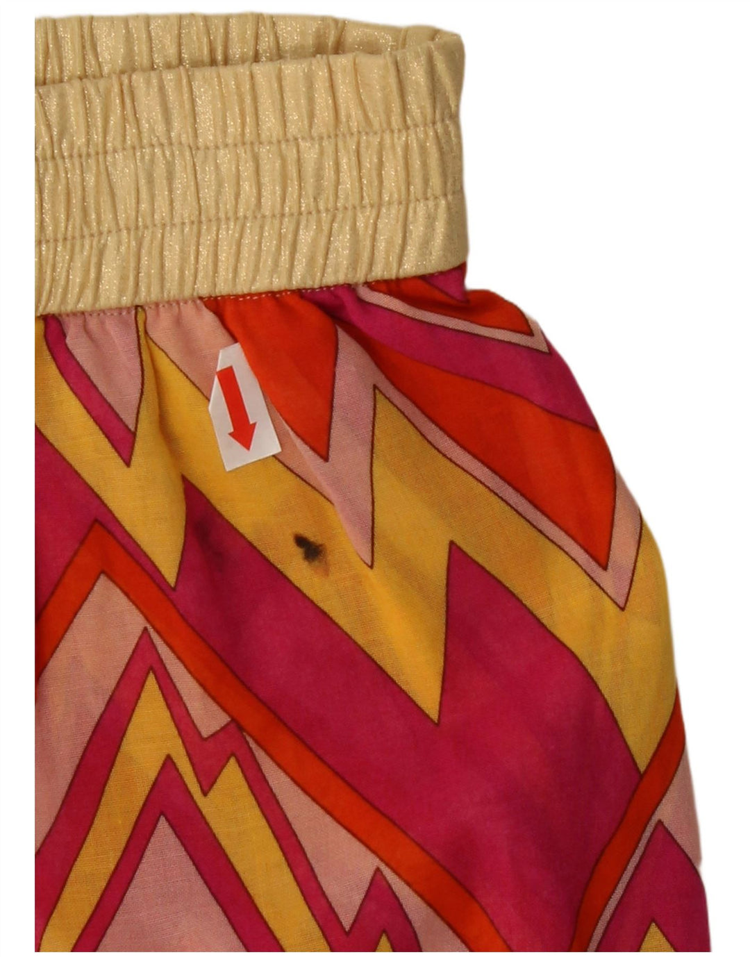 Shorts de cintura alta feminino Missoni pequeno W26 poliéster geométrico rosa