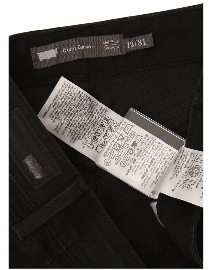 Calça jeans feminina Levi's Demi Curve cintura média reta US 12 grande W32 L31 preta