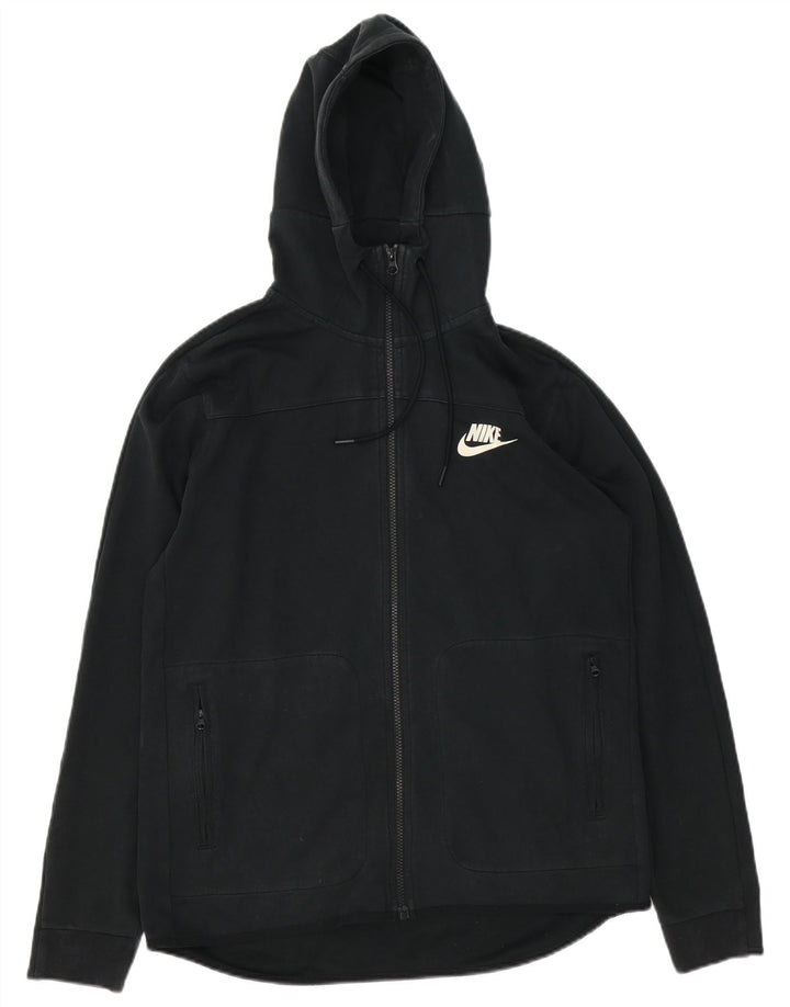Suéter Nike masculino com capuz e zíper médio preto algodão