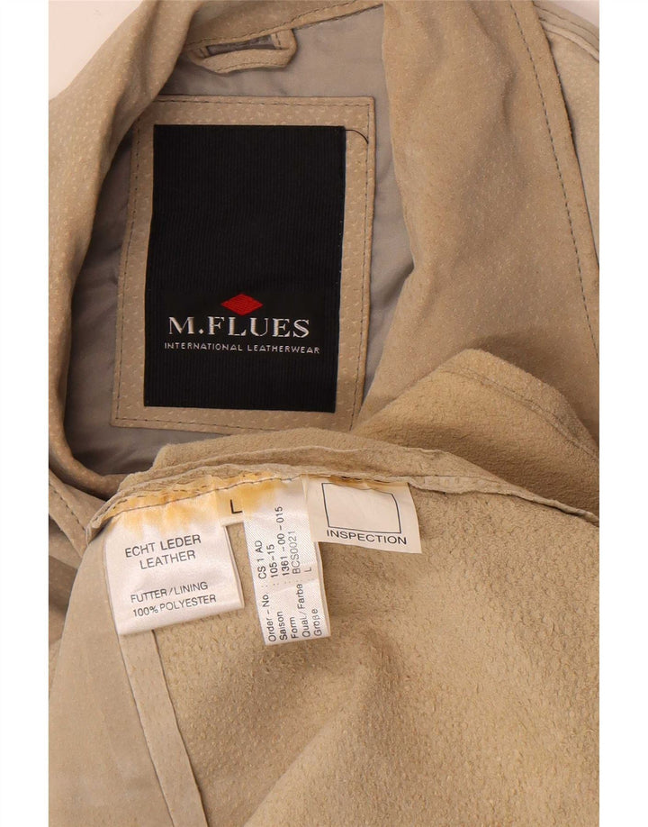M. Flues Camiseta masculina de camurça grande couro bege