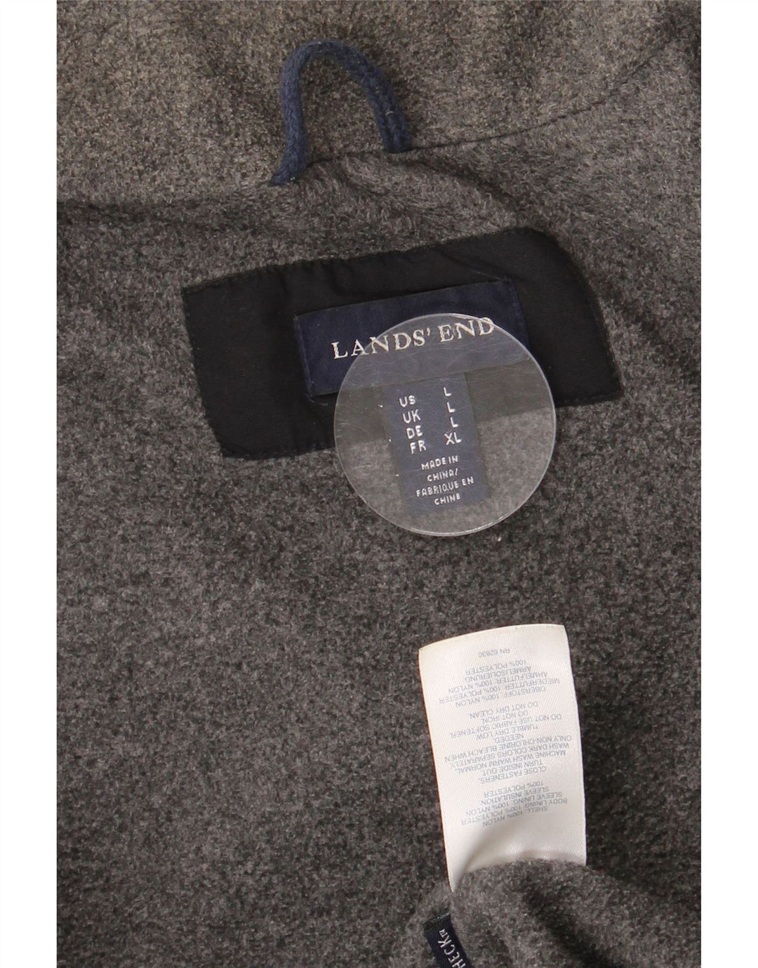 Jaqueta corta-vento masculina LANDS END UK 40 grande nylon preto