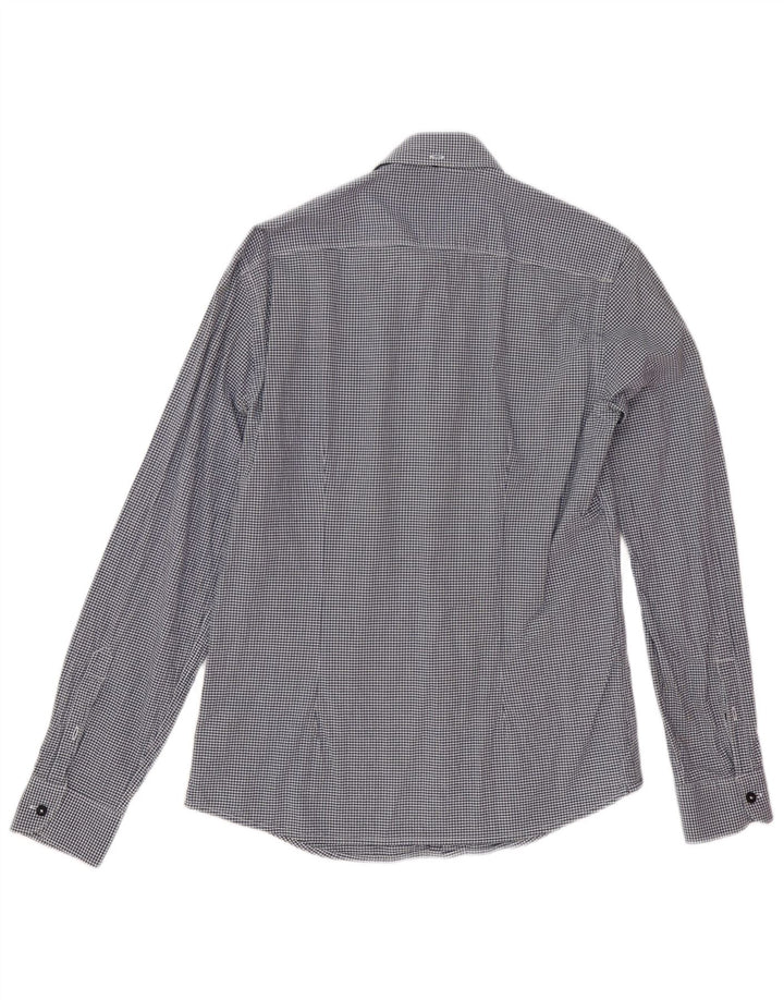 Camisa masculina Gas pequena algodão guingão azul marinho
