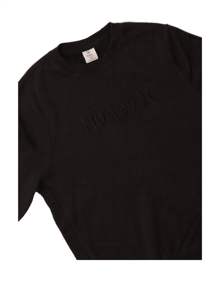 HURLEY Mens Graphic Sweatshirt Jumper Small Black Cotton Vintage Hurley and Second-Hand Hurley from Messina Hembry 