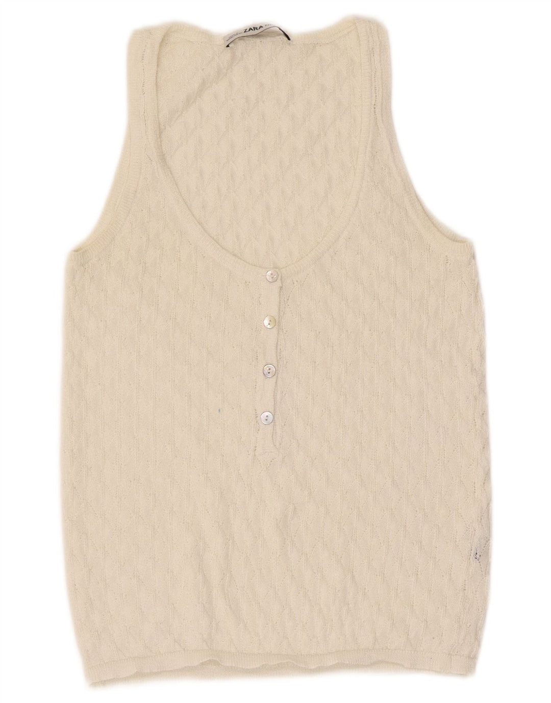 Zara Womens Vest Top UK 8 Pequeno Bege