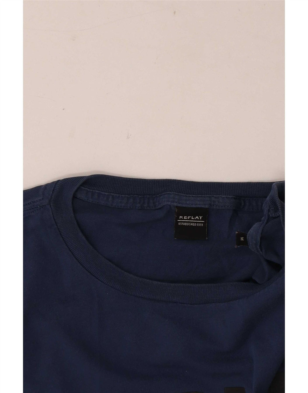 Camiseta masculina Replay Regular Graphic Top Médio Azul Marinho