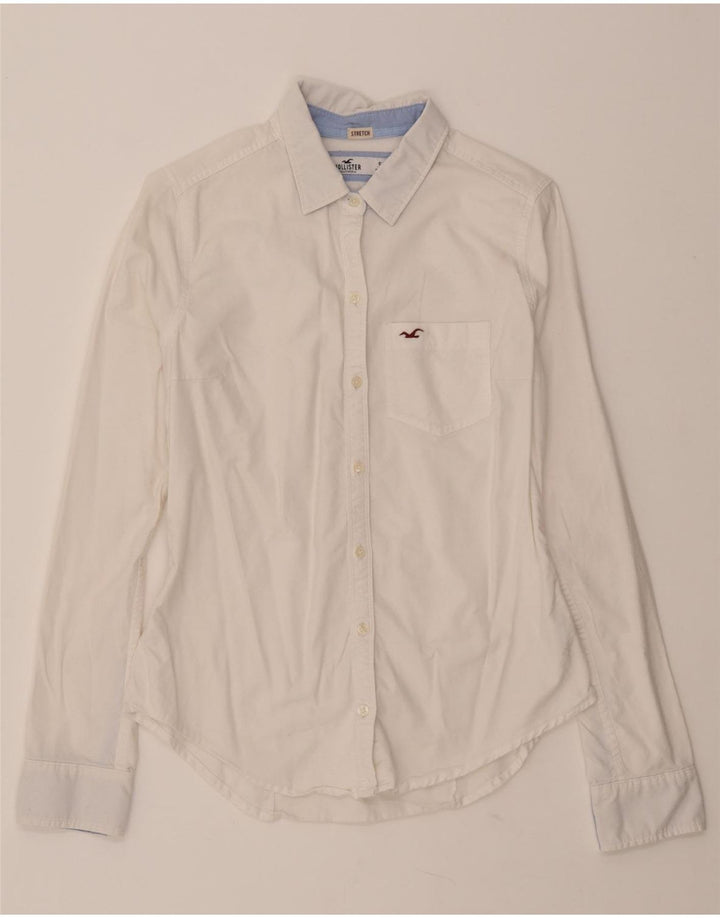 Camisa feminina HOLLISTER UK 10 pequena algodão branco