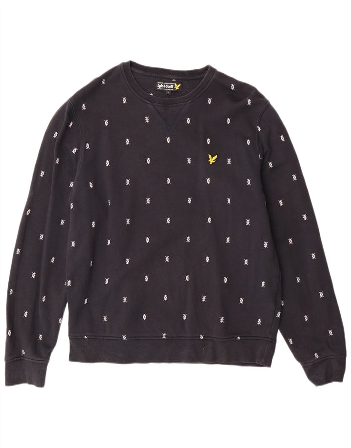 Lyle & Scott moletom masculino jumper grande azul marinho manchado