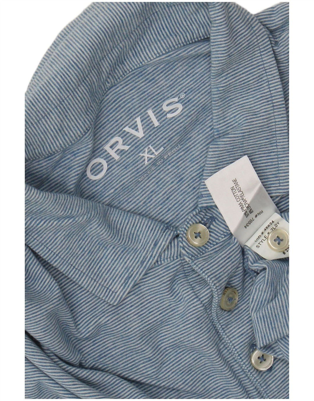 Camisa polo masculina ORVIS XL algodão listrado azul