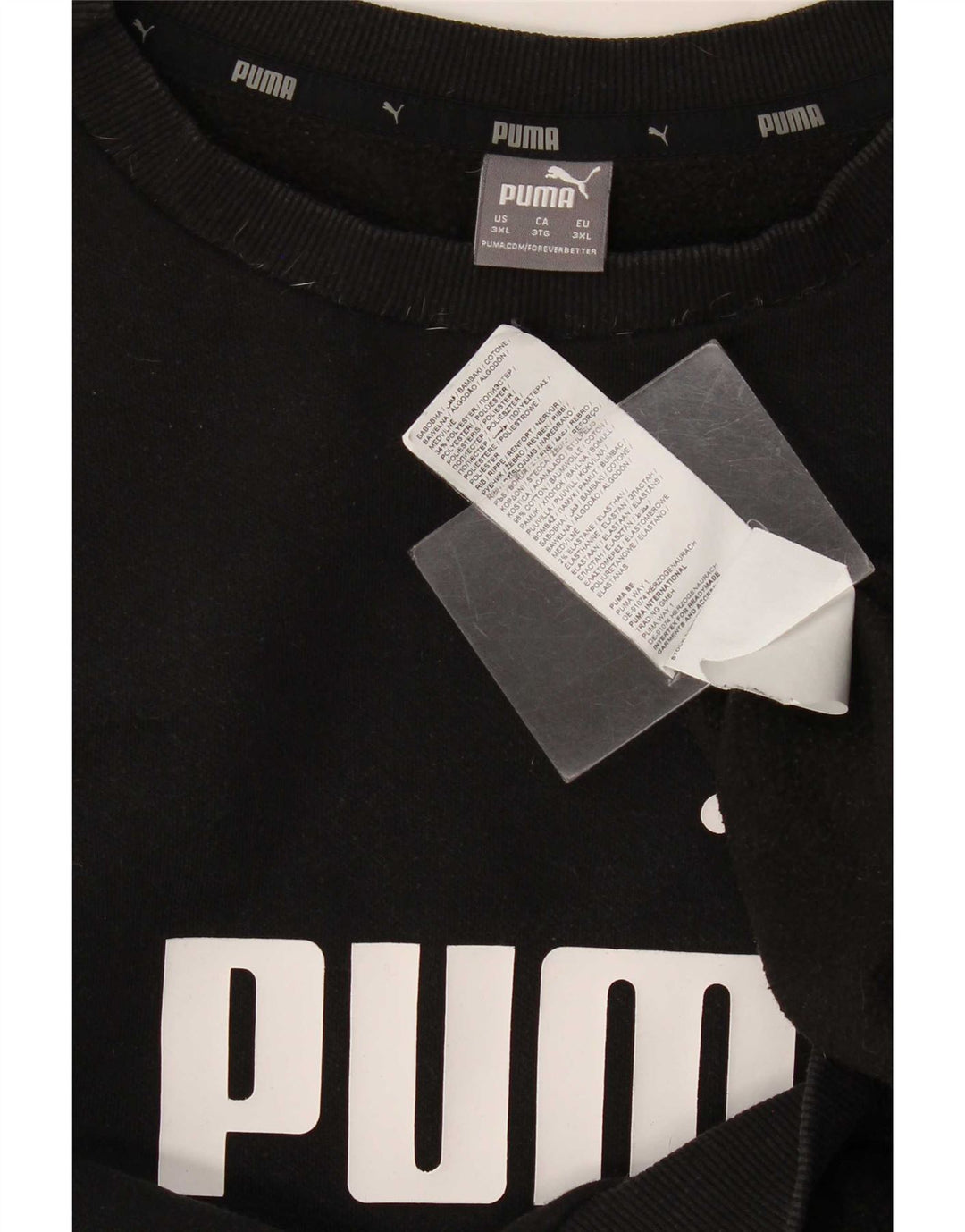 Puma Mens Graphic Moletom Jumper 3XL Algodão Preto