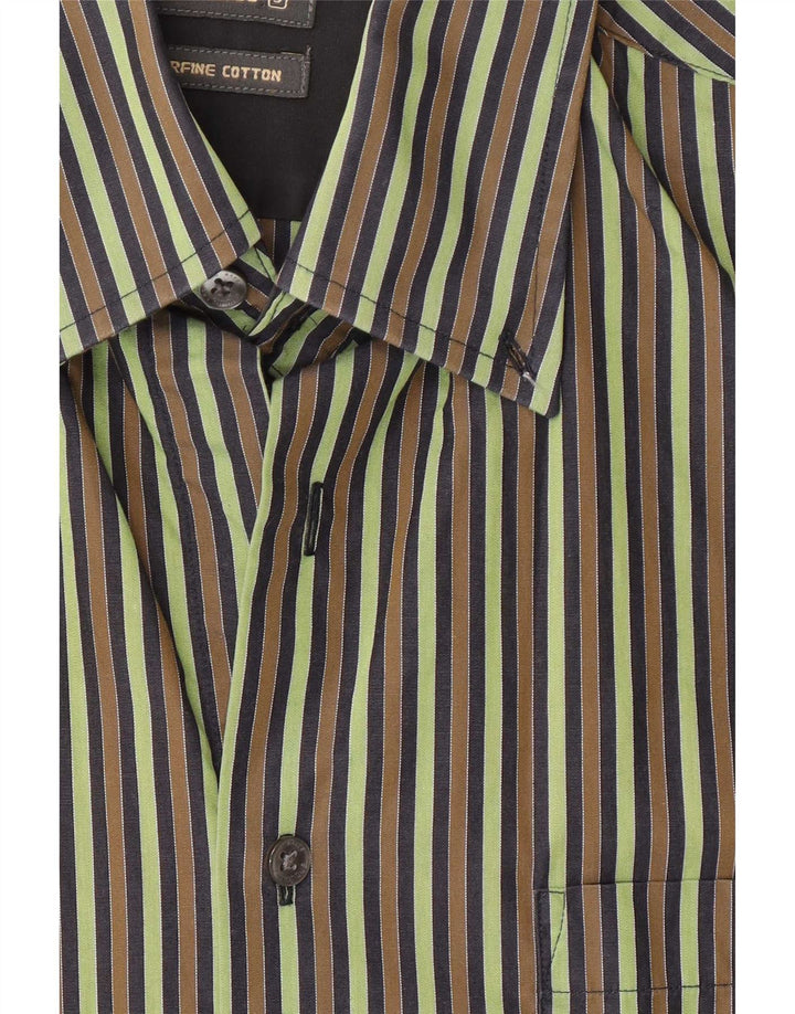 Camisa masculina Ted Baker tamanho 3 algodão listrado verde médio