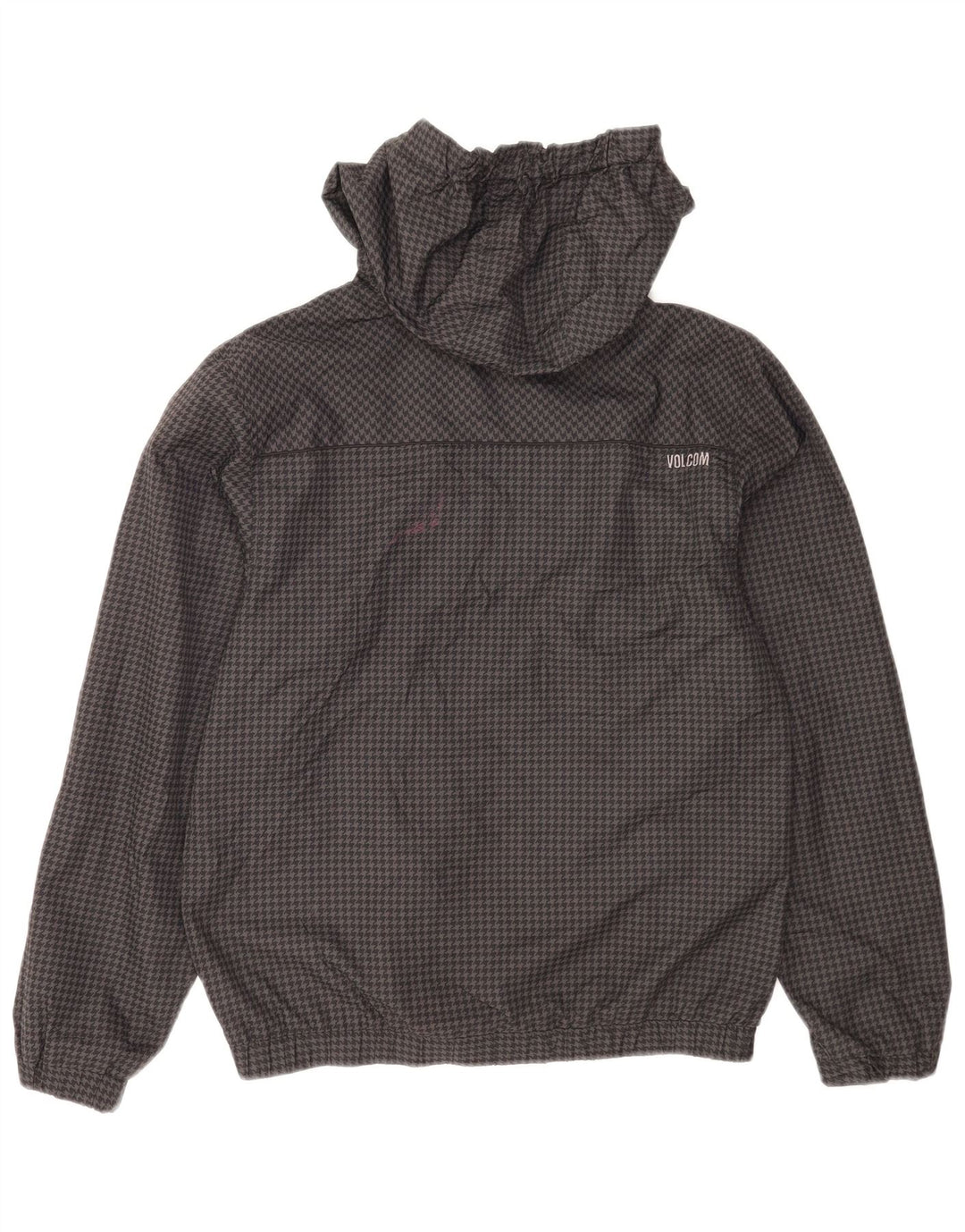 Jaqueta de chuva com capuz para meninas Volcom 13-14 anos XL cinza Houndstooth poliéster