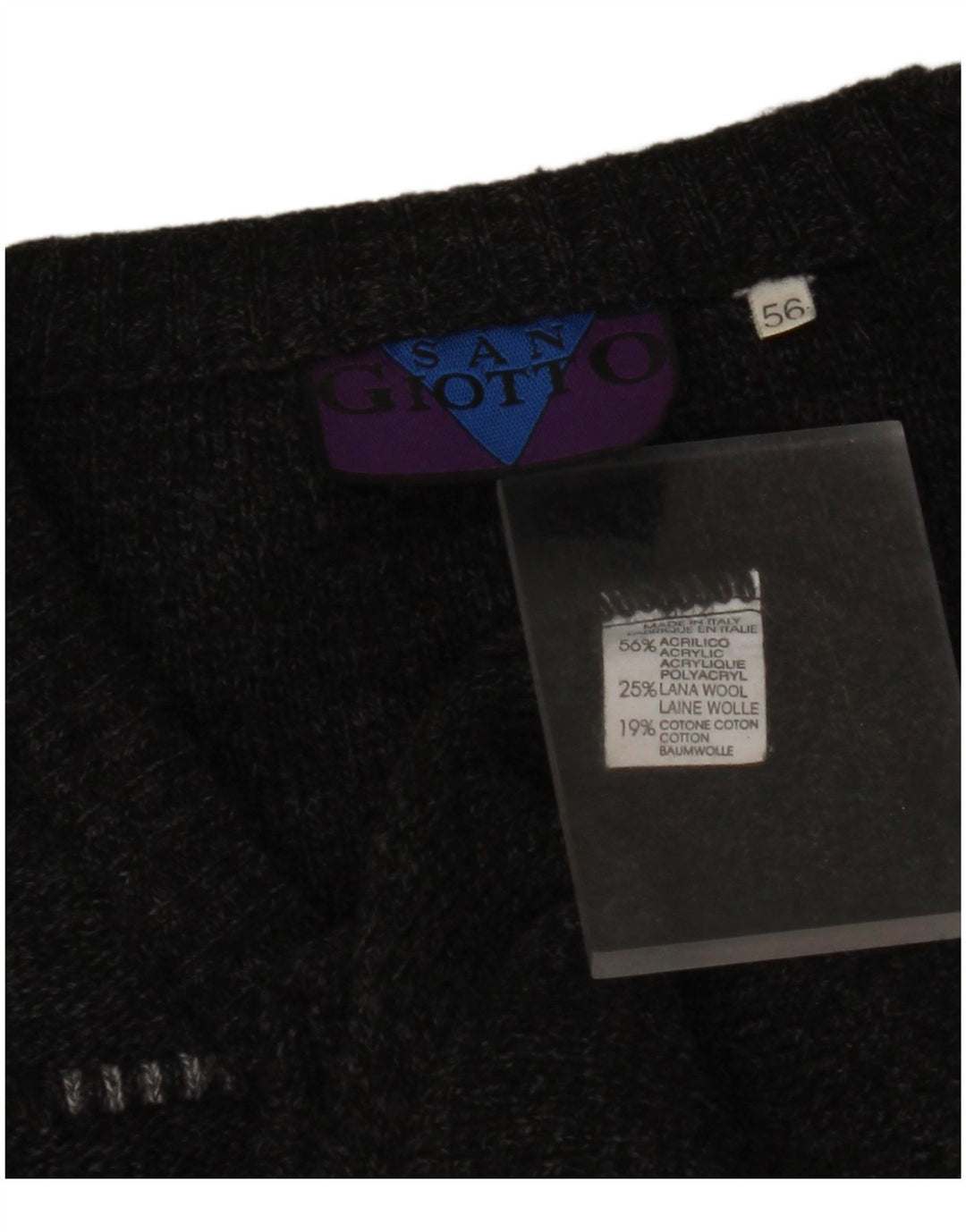 Suéter masculino VINTAGE com decote em V IT 56 XL cinza acrílico