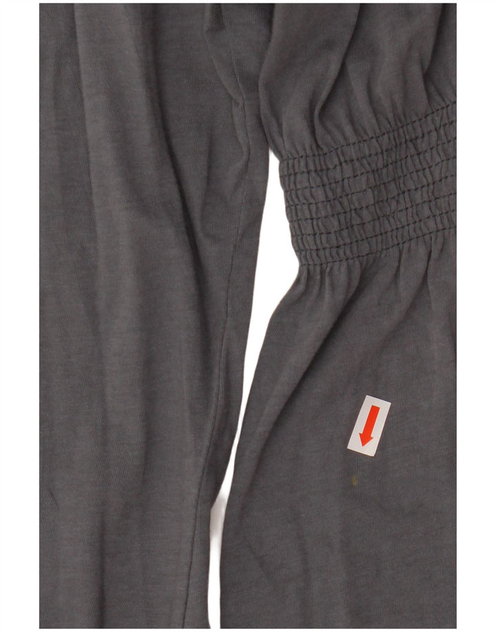 ZARA Blusa feminina Trafaluc manga 3/4 Top Reino Unido 12 algodão cinza médio