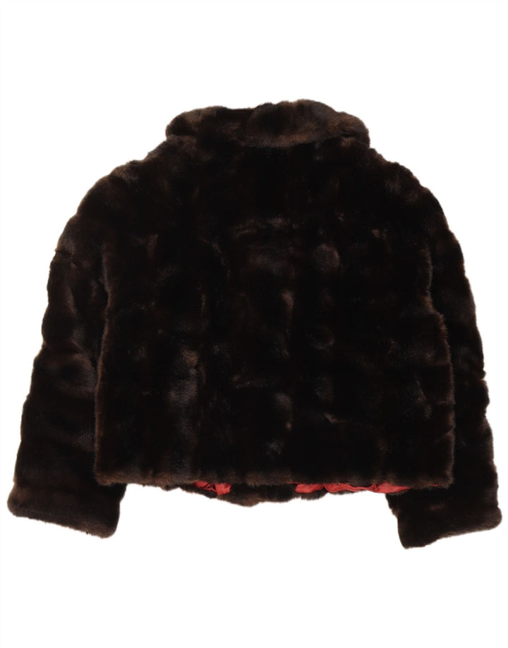 Jaqueta feminina de pele sintética TISSAVEL UK 18 XL marrom poliacrílico