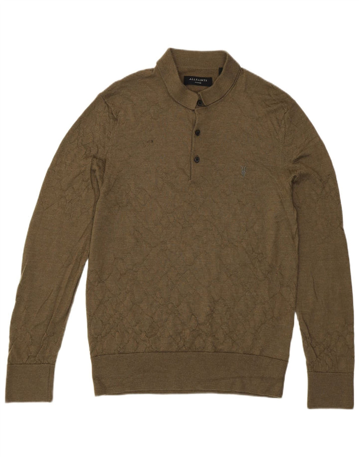 Suéter masculino All Saints com gola polo XL cáqui