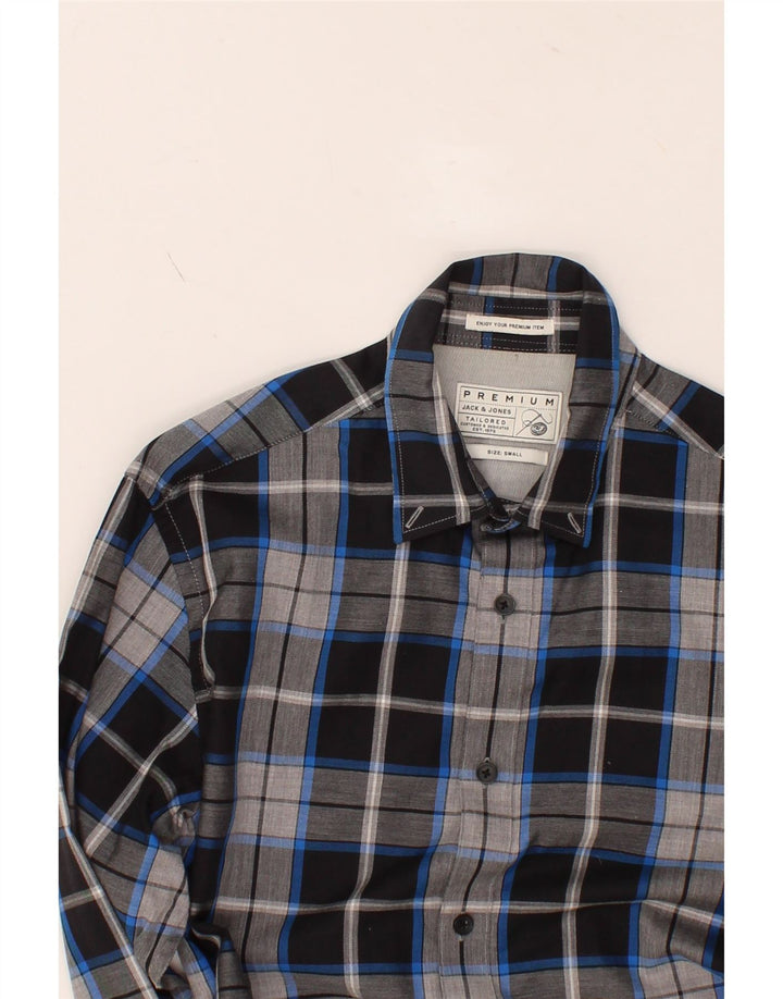 JACK & JONES Mens Tailored Shirt Small Grey Check Cotton Vintage Jack & Jones and Second-Hand Jack & Jones from Messina Hembry 