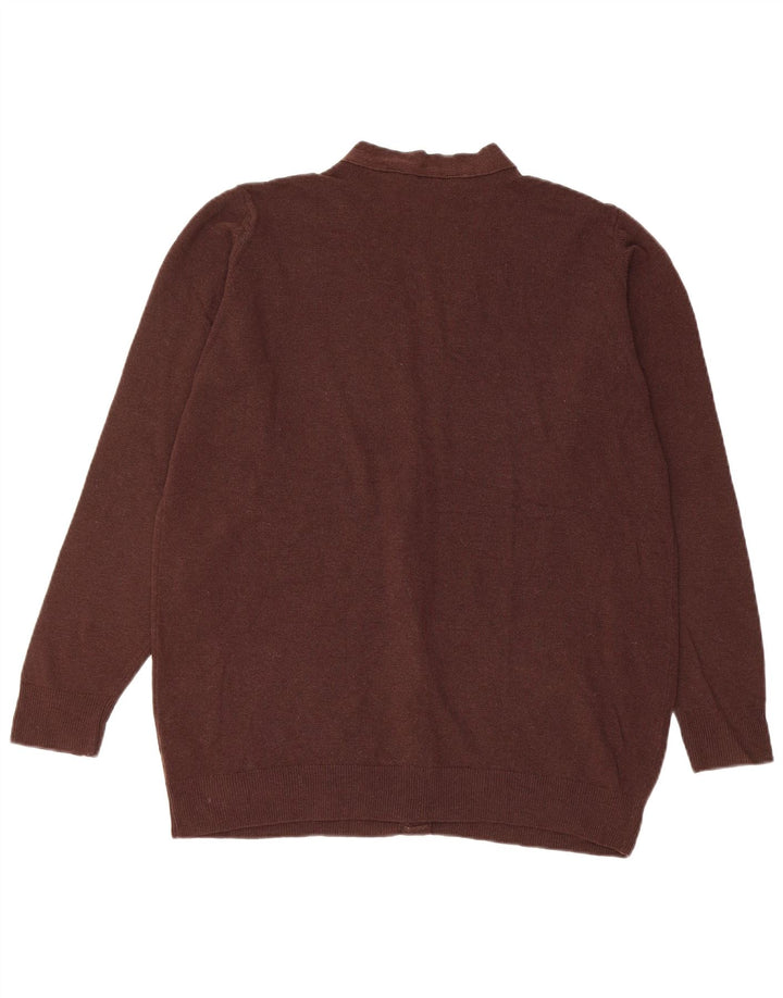 Suéter cardigã feminino Marks & Spencer Reino Unido 16 grande lã de carneiro marrom