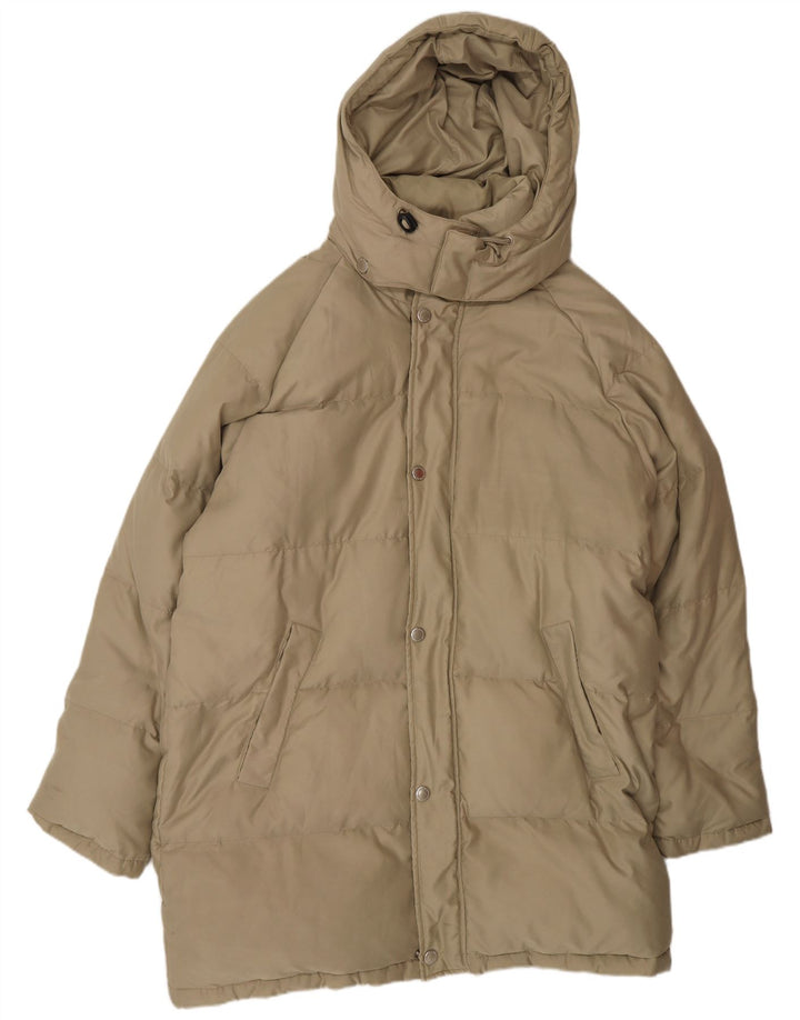 Casaco acolchoado com capuz masculino Sergio Tacchini Reino Unido 40 grande poliéster bege