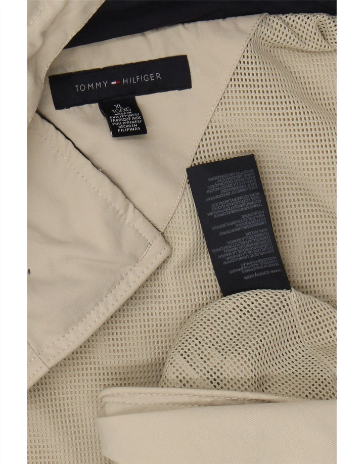 Tommy Hilfiger Jaqueta bomber masculina com capuz Reino Unido 42 XL Bege Nylon