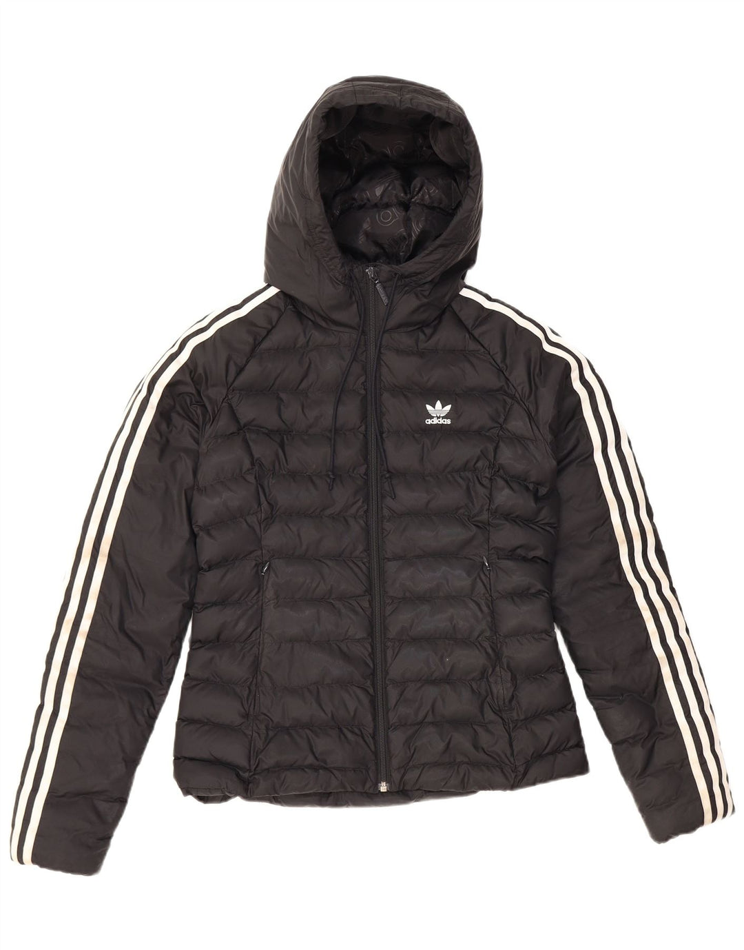 Jaqueta Adidas Feminina Com Capuz Acolchoada UK 8 Pequena Preto Nylon