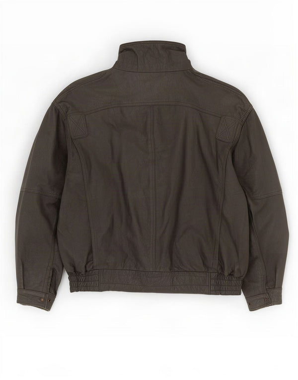 Jaqueta de couro vintage masculina solta EU 48 médio preto