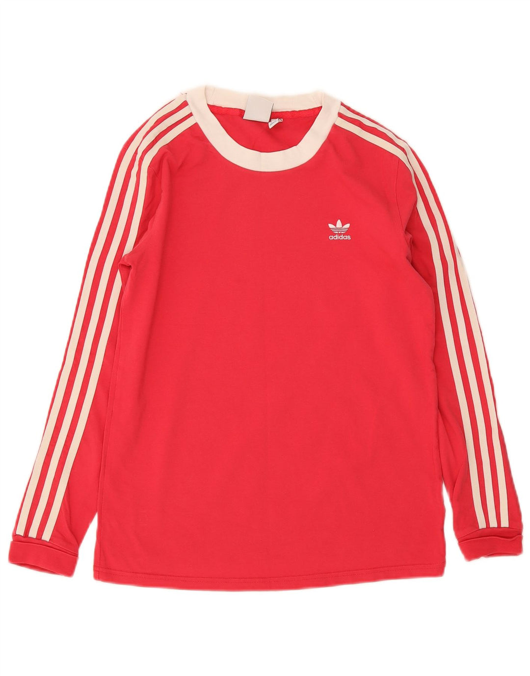 Top Feminino Adidas Manga Longa UK 10 Pequeno Colorblock Vermelho
