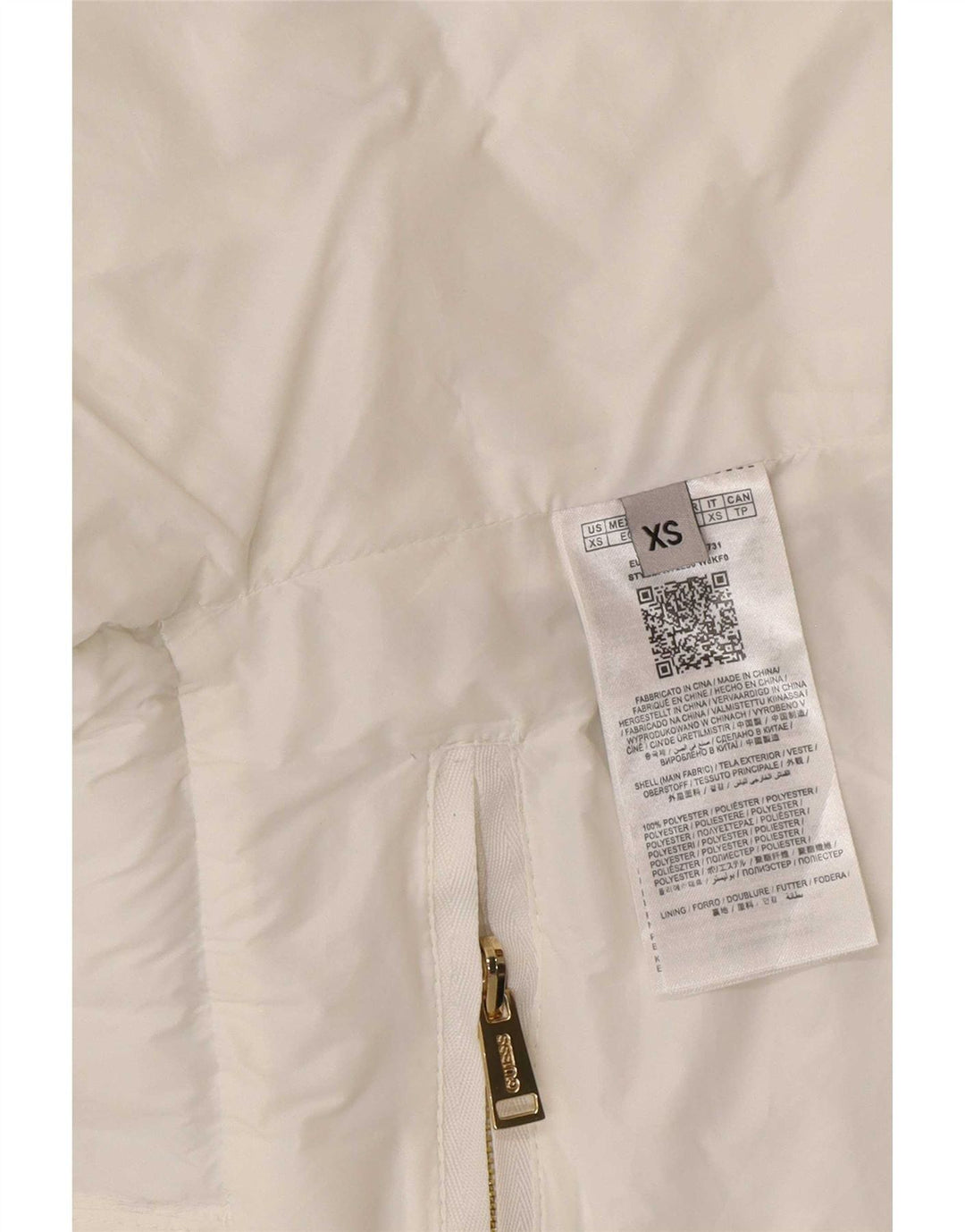 Jaqueta acolchoada feminina Guess UK 6 XS poliéster manchado branco