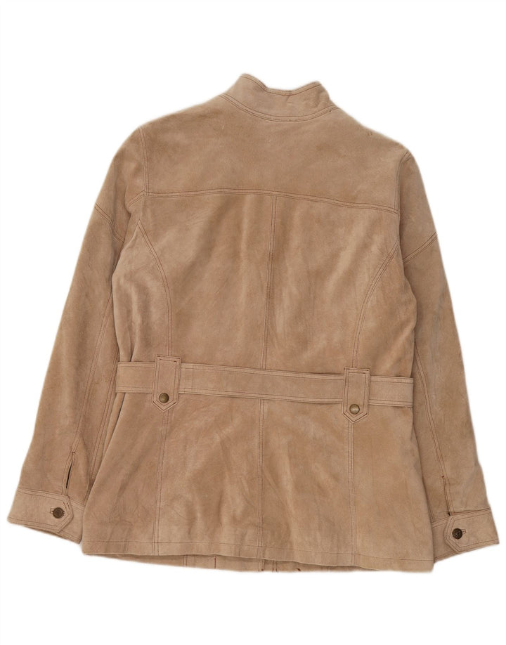 Jaqueta feminina de camurça Gipsy UK 18 XL couro bege