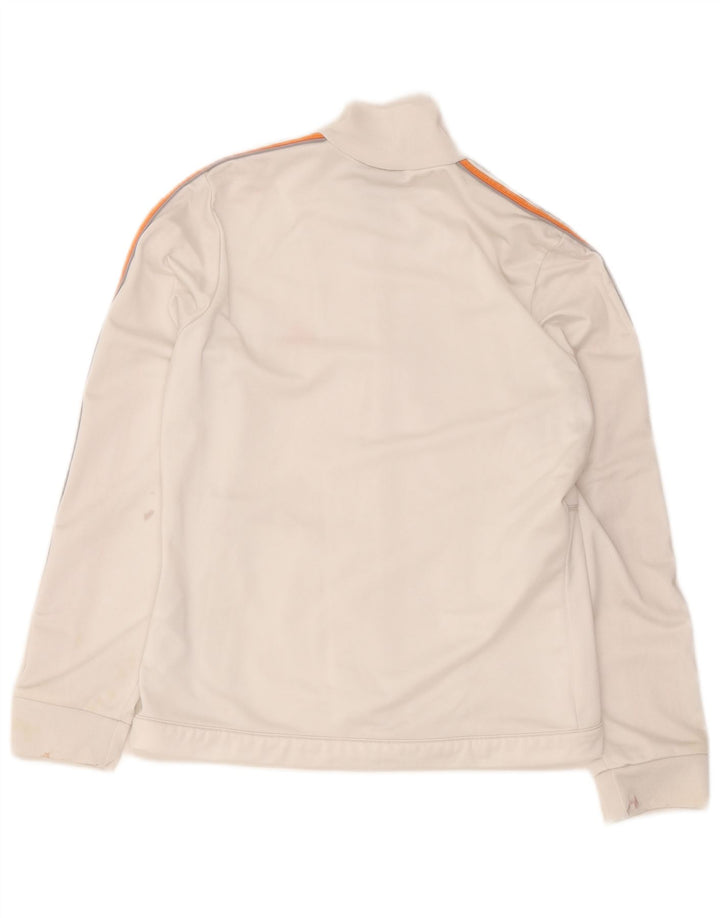 Adidas Womens Tracksuit Top Jacket UK 14 Médio Branco Poliéster