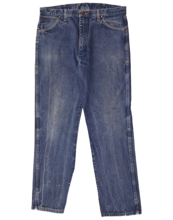 Wrangler Mens Straight Jeans W36 L32 Azul Algodão