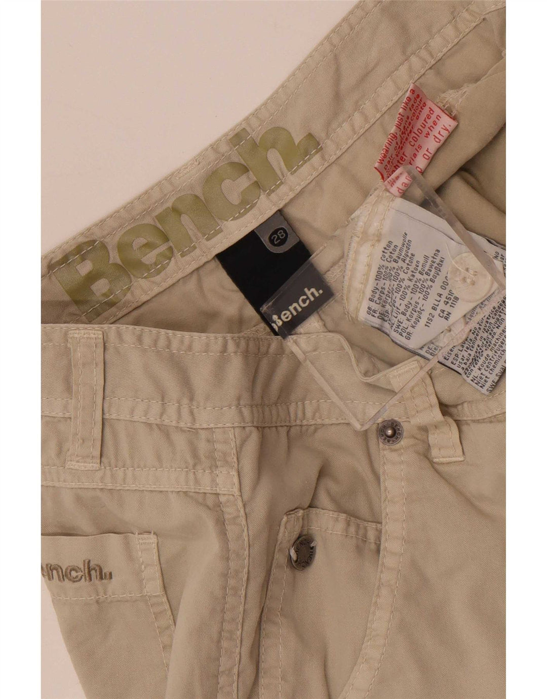 Bench Mens Chino Shorts W28 Pequeno Algodão Bege